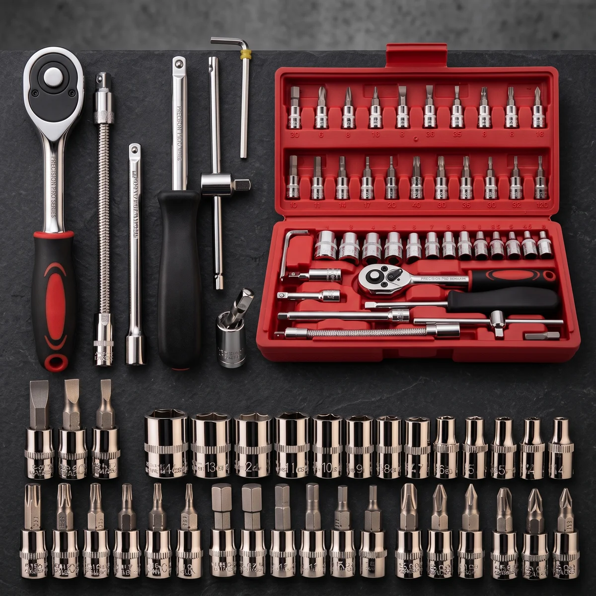 Kit de ferramentas 46 peças com soquetes